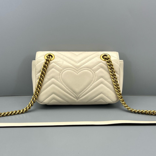 Gucci Chevron Mini GG Marmont Calfskin White Gucci Chevron Mini GG Marmont Calfskin White