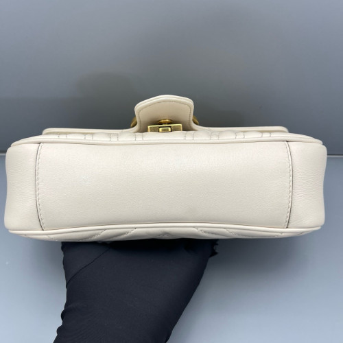 Gucci Chevron Mini GG Marmont Calfskin White Gucci Chevron Mini GG Marmont Calfskin White