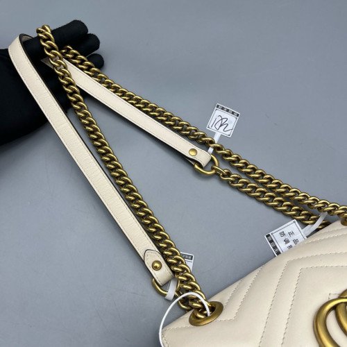 Gucci Chevron Mini GG Marmont Calfskin White Gucci Chevron Mini GG Marmont Calfskin White
