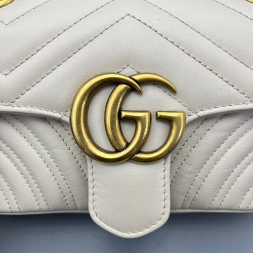 Gucci Chevron Mini GG Marmont Calfskin White Gucci Chevron Mini GG Marmont Calfskin White