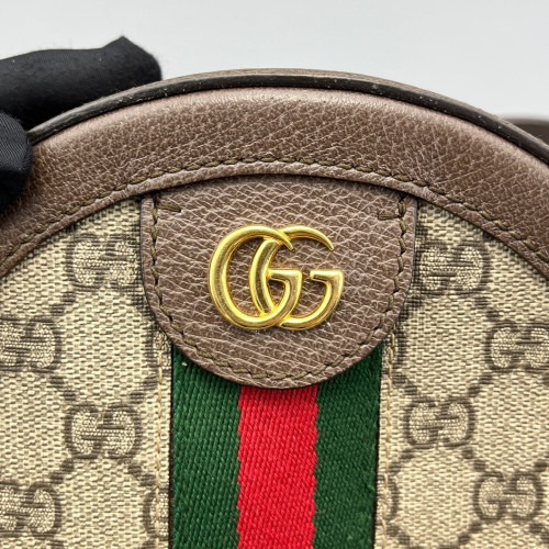 Gucci Web Mini Ophidia Round Bag GG Monogram Beige Ebony Gucci Web Mini Ophidia Round Bag GG Monogram Beige Ebony