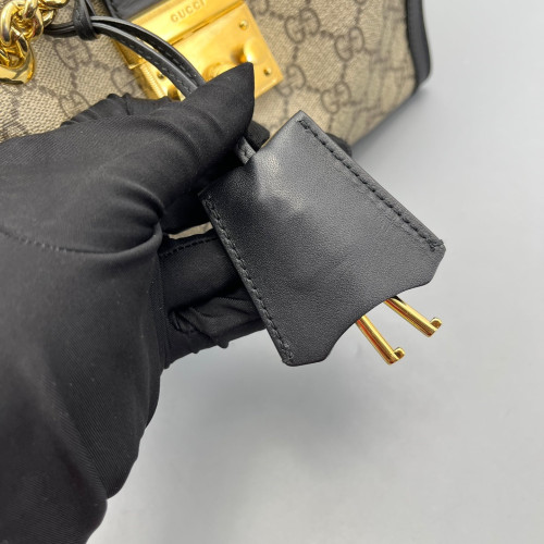 Gucci Small Padlock Tote GG Monogram Black Brown Beige