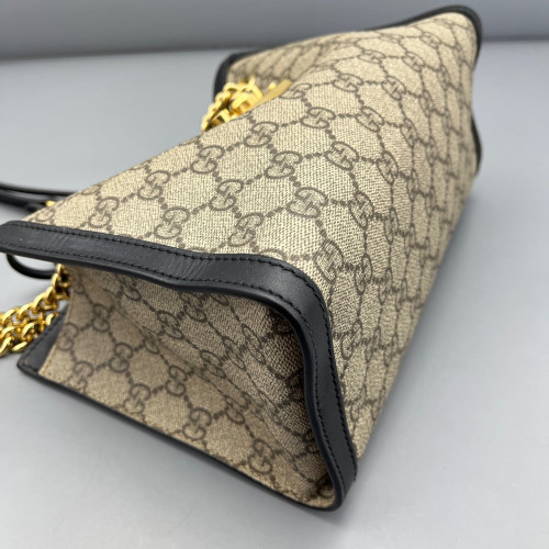 Gucci Small Padlock Tote GG Monogram Black Brown Beige