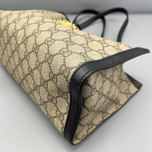 Gucci Small Padlock Tote GG Monogram Black Brown Beige