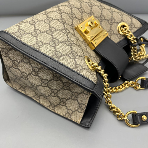 Gucci Small Padlock Tote GG Monogram Black Brown Beige