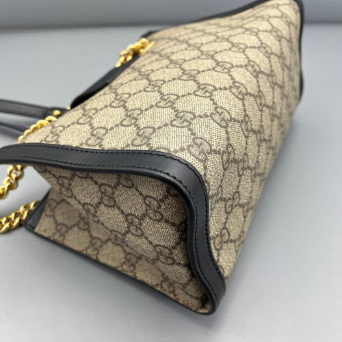 Gucci Small Padlock Tote GG Monogram Black Brown Beige