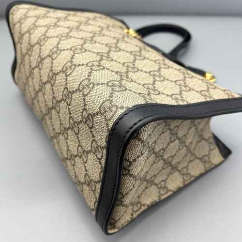 Gucci Small Padlock Tote GG Monogram Black Brown Beige