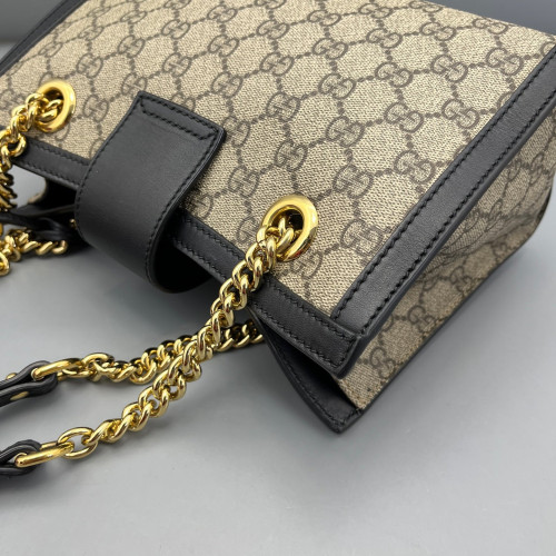 Gucci Small Padlock Tote GG Monogram Black Brown Beige