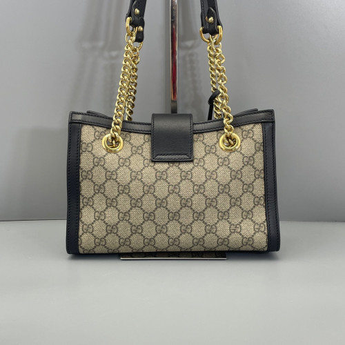 Gucci Small Padlock Tote GG Monogram Black Brown Beige
