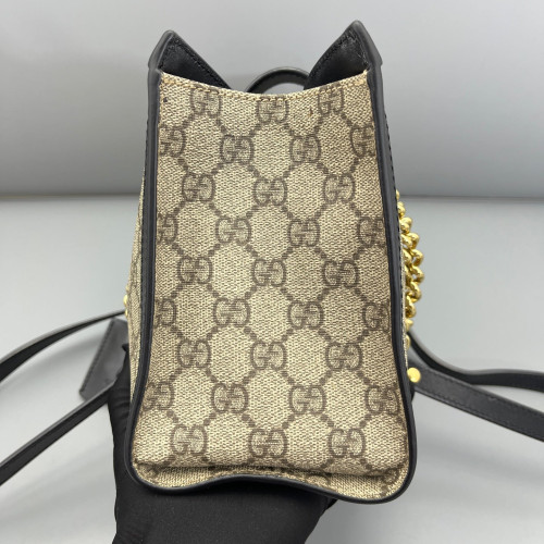 Gucci Small Padlock Tote GG Monogram Black Brown Beige
