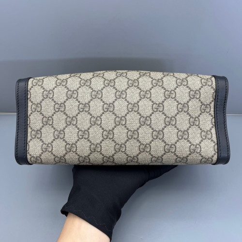 Gucci Small Padlock Tote GG Monogram Black Brown Beige