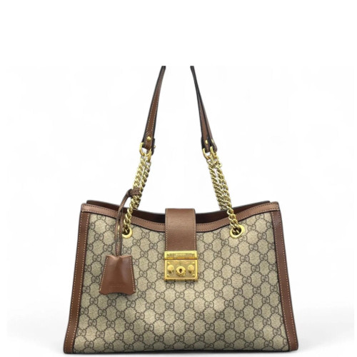 Gucci Medium Padlock Tote GG Monogram Tan Beige Brown Gucci Medium Padlock Tote GG Monogram Tan Beige Brown