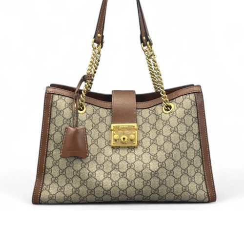 Gucci Medium Padlock Tote GG Monogram Tan Beige Brown Gucci Medium Padlock Tote GG Monogram Tan Beige Brown