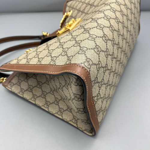 Gucci Medium Padlock Tote GG Monogram Tan Beige Brown Gucci Medium Padlock Tote GG Monogram Tan Beige Brown