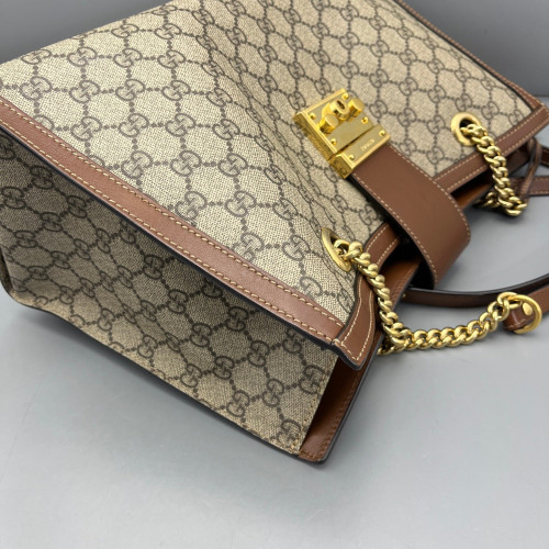 Gucci Medium Padlock Tote GG Monogram Tan Beige Brown Gucci Medium Padlock Tote GG Monogram Tan Beige Brown