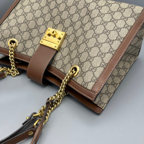 Gucci Medium Padlock Tote GG Monogram Tan Beige Brown Gucci Medium Padlock Tote GG Monogram Tan Beige Brown