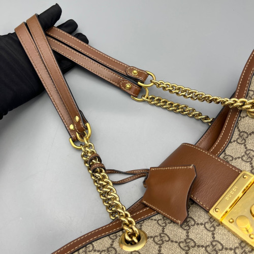 Gucci Medium Padlock Tote GG Monogram Tan Beige Brown Gucci Medium Padlock Tote GG Monogram Tan Beige Brown
