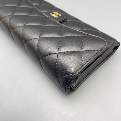 Chanel Quilted Continental Wallet Calfskin Black
