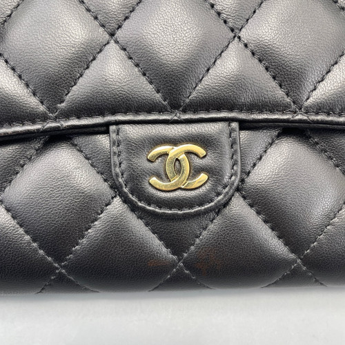 Chanel Quilted Continental Wallet Calfskin Black