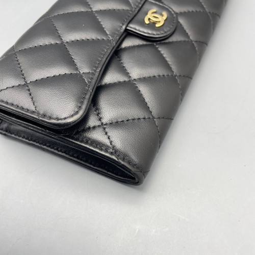 Chanel Quilted Continental Wallet Calfskin Black
