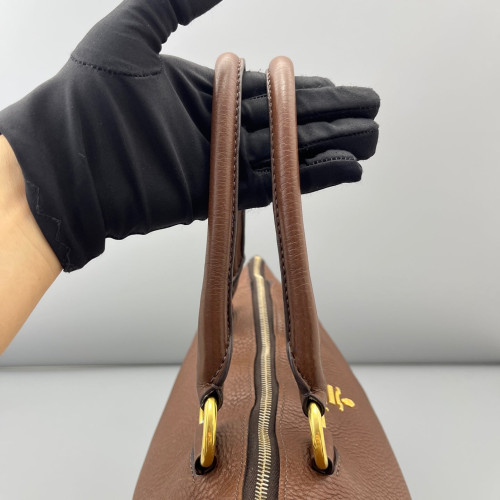 Prada Tote Bag Grained Calfskin Brown