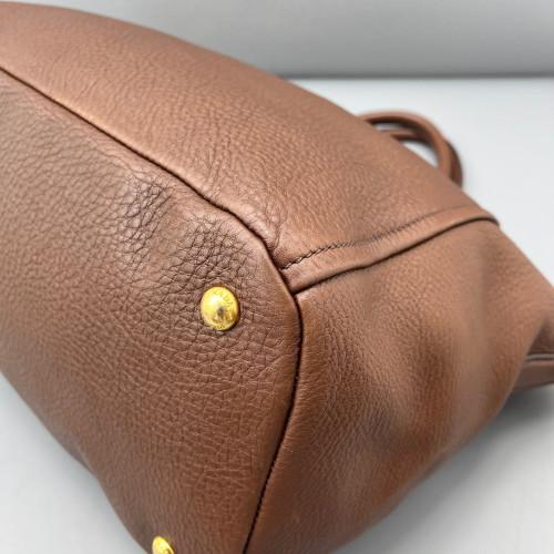 Prada Tote Bag Grained Calfskin Brown