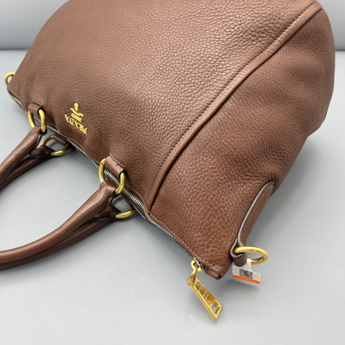 Prada Tote Bag Grained Calfskin Brown