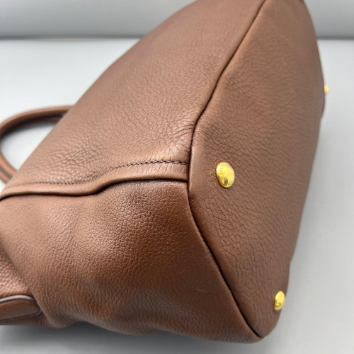 Prada Tote Bag Grained Calfskin Brown