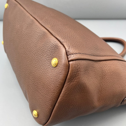 Prada Tote Bag Grained Calfskin Brown
