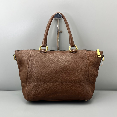 Prada Tote Bag Grained Calfskin Brown