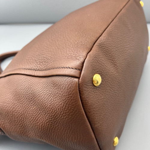 Prada Tote Bag Grained Calfskin Brown