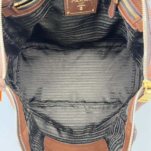 Prada Tote Bag Grained Calfskin Brown