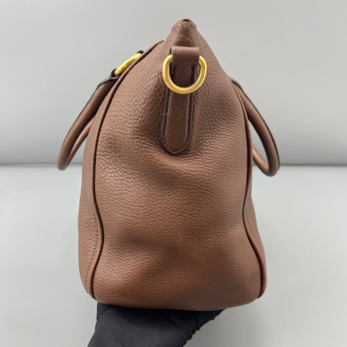 Prada Tote Bag Grained Calfskin Brown