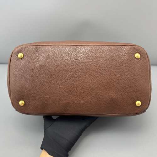 Prada Tote Bag Grained Calfskin Brown