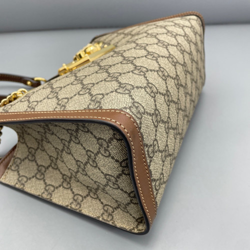 Gucci Small Blondie Shoulder Bag GG Monogram Tan Brown