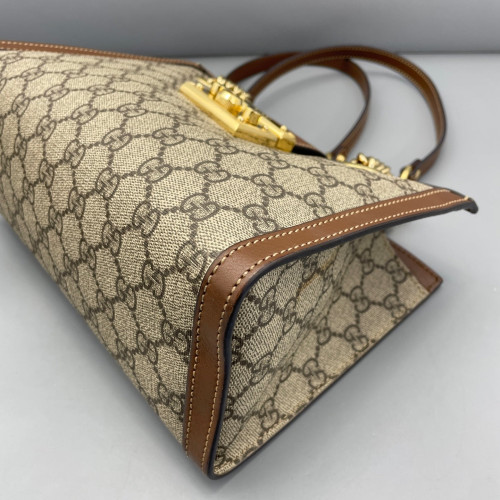 Gucci Small Blondie Shoulder Bag GG Monogram Tan Brown