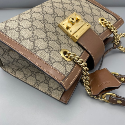 Gucci Small Blondie Shoulder Bag GG Monogram Tan Brown