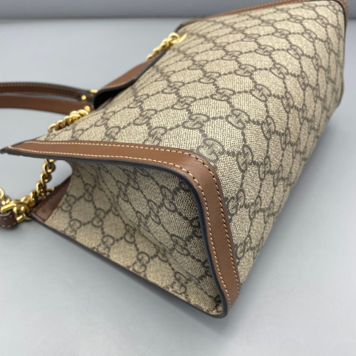 Gucci Small Blondie Shoulder Bag GG Monogram Tan Brown