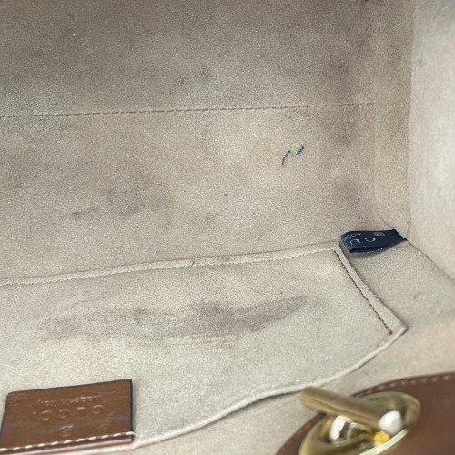 Gucci Small Blondie Shoulder Bag GG Monogram Tan Brown