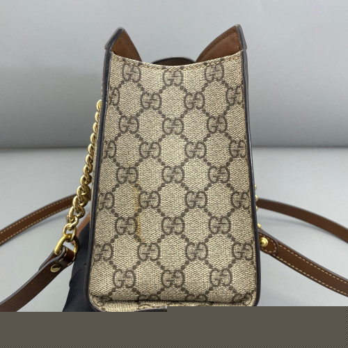 Gucci Small Blondie Shoulder Bag GG Monogram Tan Brown