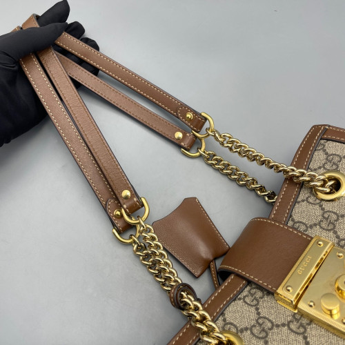 Gucci Small Blondie Shoulder Bag GG Monogram Tan Brown