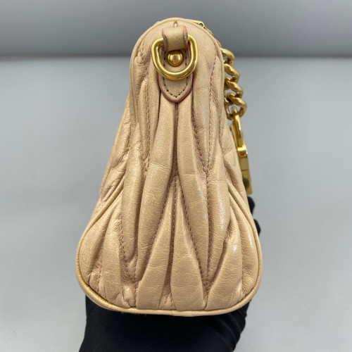 Miu Miu Small Madras Clutch Crumpled Lambskin Natural Tan