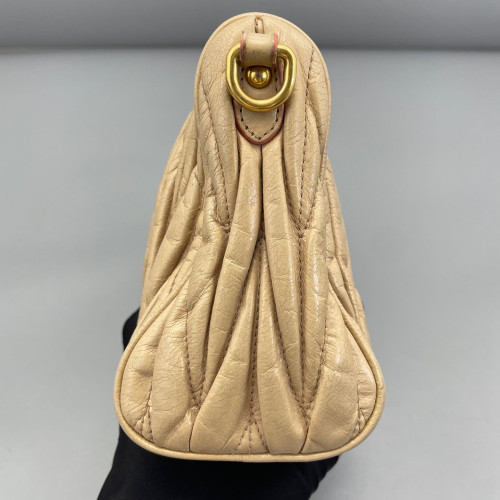 Miu Miu Small Madras Clutch Crumpled Lambskin Natural Tan