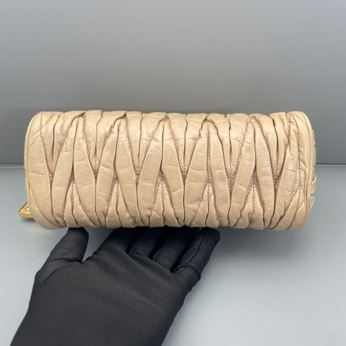 Miu Miu Small Madras Clutch Crumpled Lambskin Natural Tan