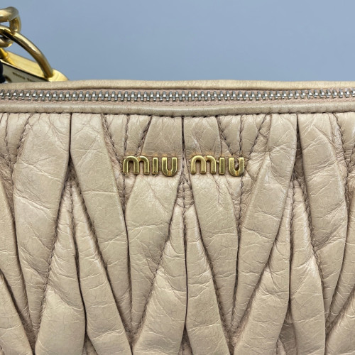 Miu Miu Small Madras Clutch Crumpled Lambskin Natural Tan