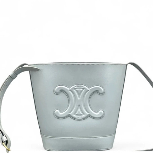 Celine Triomphe Triomphe Bucket Bag Small Calfskin Dusty Blue