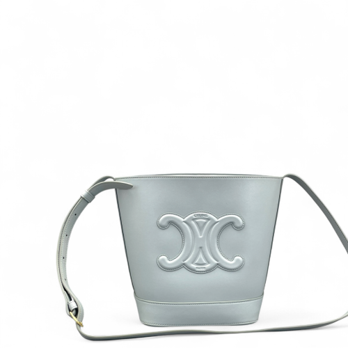 Celine Triomphe Triomphe Bucket Bag Small Calfskin Dusty Blue
