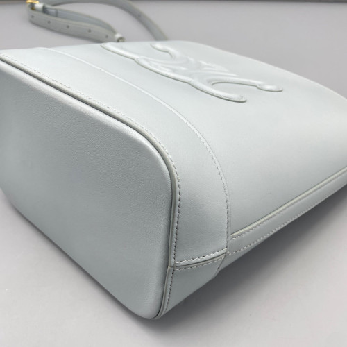 Celine Triomphe Triomphe Bucket Bag Small Calfskin Dusty Blue