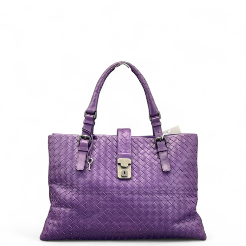 Bottega Veneta Large Roma Tote Bag Calfskin Intrecciato Dark Purple