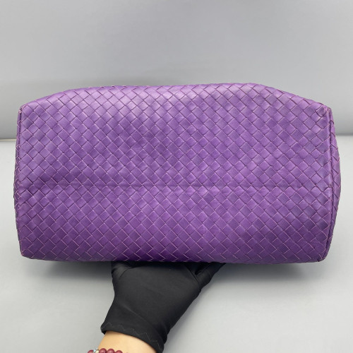 Bottega Veneta Large Roma Tote Bag Calfskin Intrecciato Dark Purple